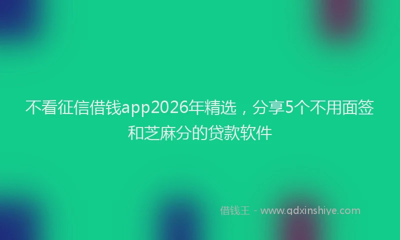 不看征信借钱app2026年精选，分享5个不用面签和芝麻分的贷款软件
