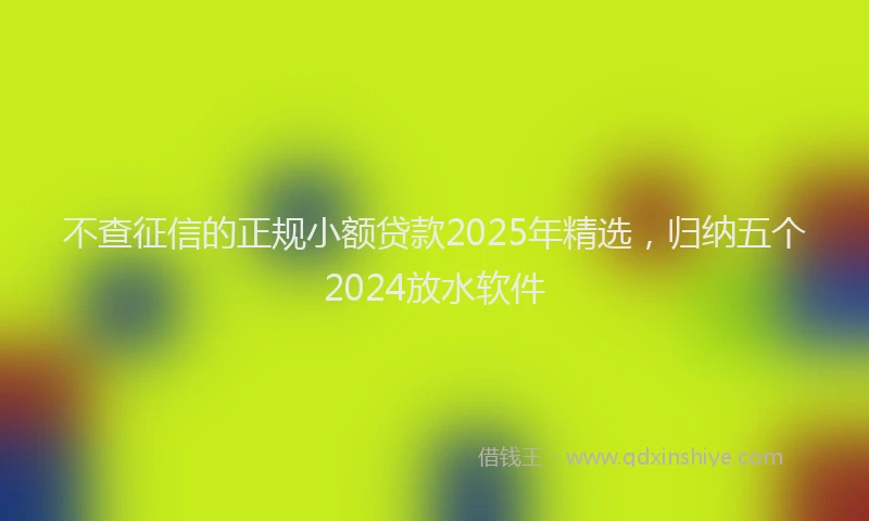 不查征信的正规小额贷款2025年精选，归纳五个2024放水软件