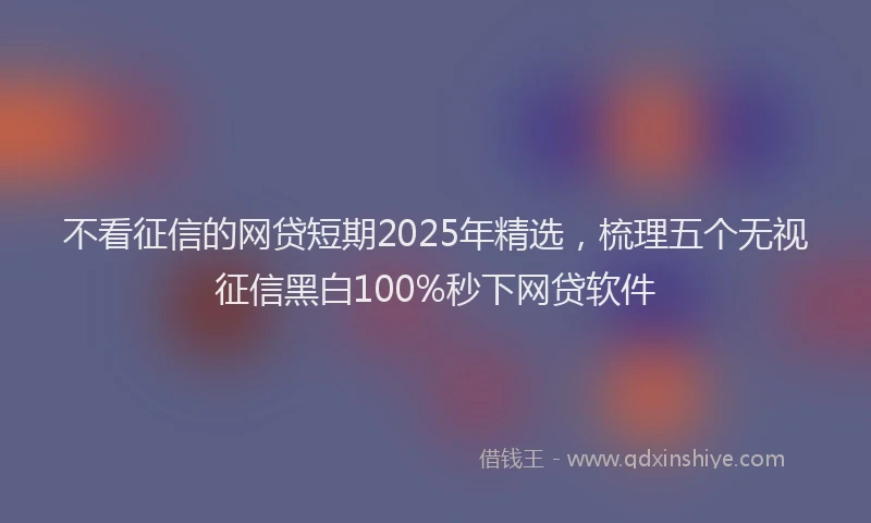 不看征信的网贷短期2025年精选，梳理五个无视征信黑白100%秒下网贷软件