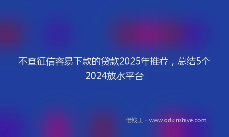 不查征信容易下款的贷款2025年推荐，总结5个2024放水平台