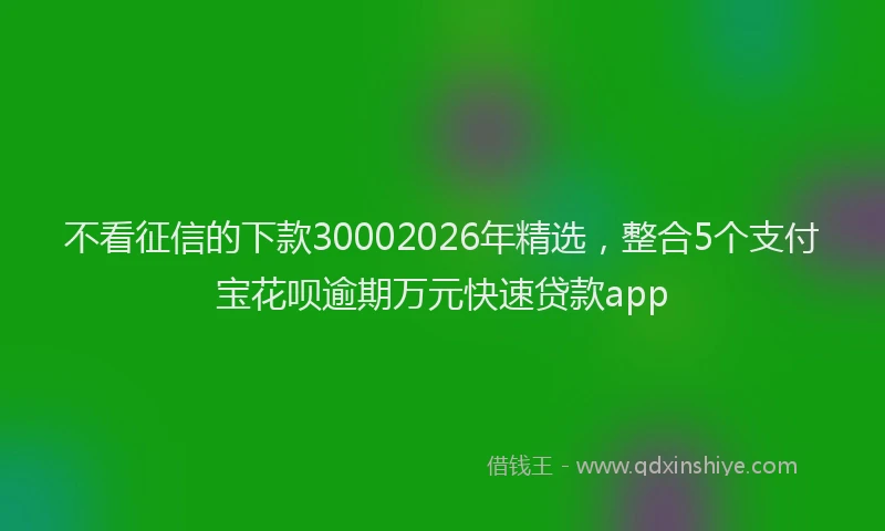不看征信的下款30002026年精选，整合5个支付宝花呗逾期万元快速贷款app