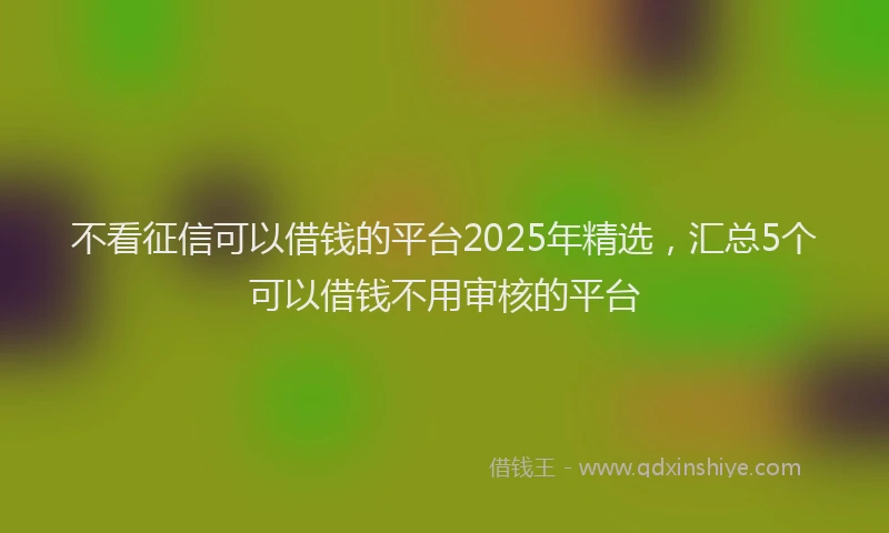 不看征信可以借钱的平台2025年精选,汇总5个可以借钱不用审核的平台