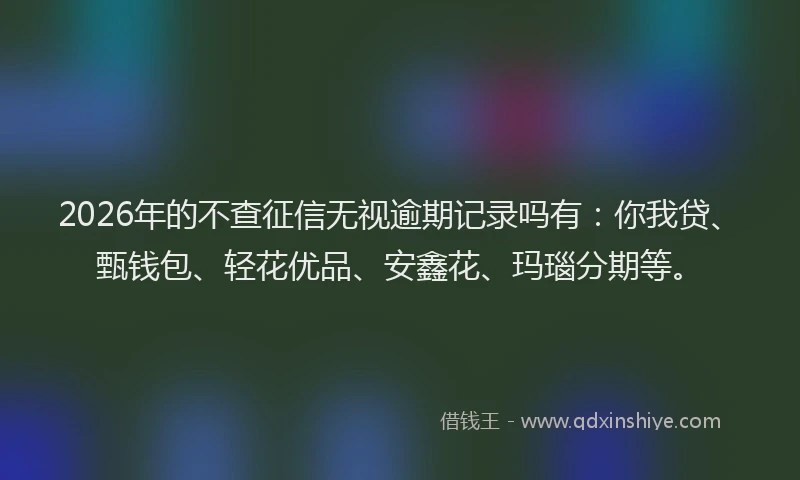 2026年的不查征信无视逾期记录吗有：你我贷、甄钱包、轻花优品、安鑫花、玛瑙分期等。