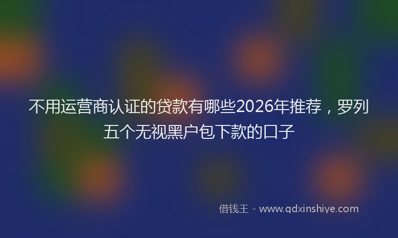不用运营商认证的贷款有哪些2026年推荐,罗列五个无视黑户包下款的口子