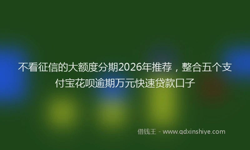 不看征信的大额度分期2026年推荐，整合五个支付宝花呗逾期万元快速贷款口子