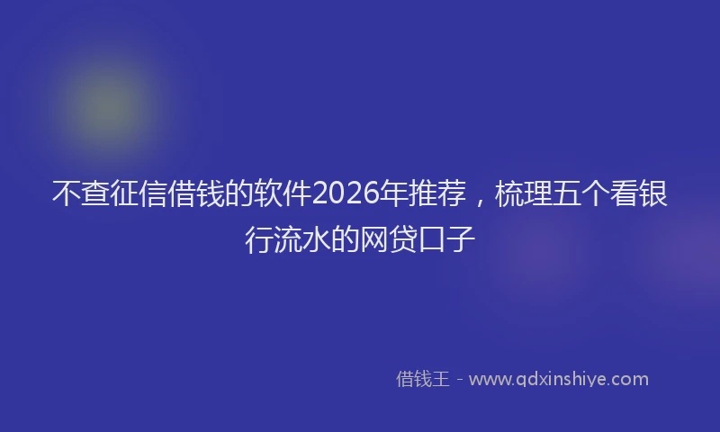 不查征信借钱的软件2026年推荐，梳理五个看银行流水的网贷口子
