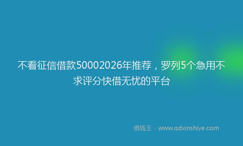 不看征信借款50002026年推荐，罗列5个急用不求评分快借无忧的平台