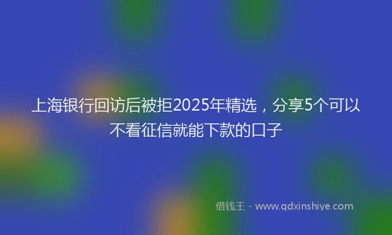 上海银行回访后被拒2025年精选，分享5个可以不看征信就能下款的口子