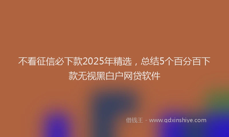 不看征信必下款2025年精选，总结5个百分百下款无视黑白户网贷软件