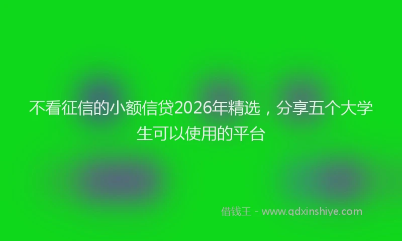 不看征信的小额信贷2026年精选,分享五个大学生可以使用的平台