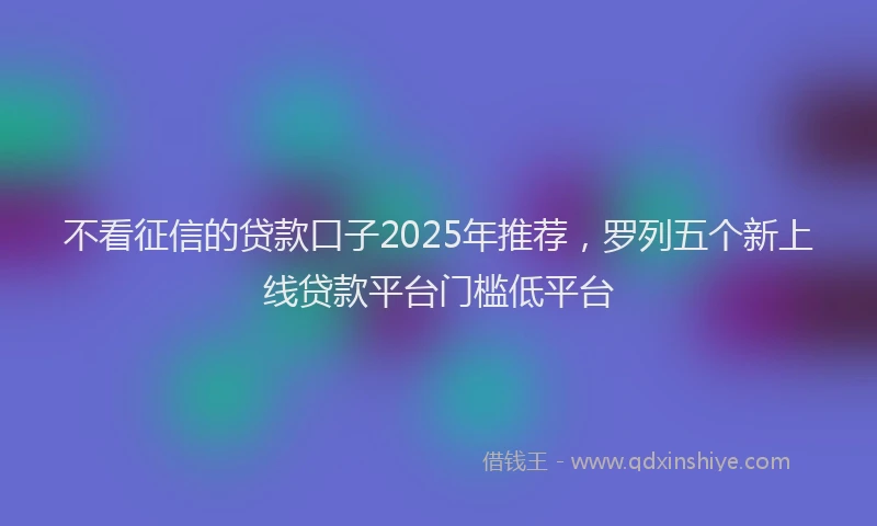 不看征信的贷款口子2025年推荐，罗列五个新上线贷款平台门槛低平台