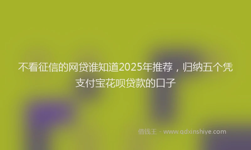 不看征信的网贷谁知道2025年推荐，归纳五个凭支付宝花呗贷款的口子