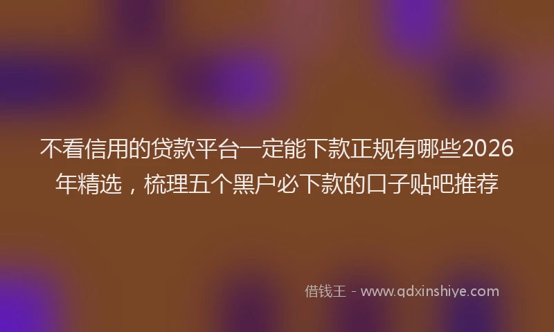 不看信用的贷款平台一定能下款正规有哪些2026年精选，梳理五个黑户必下款的口子贴吧推荐