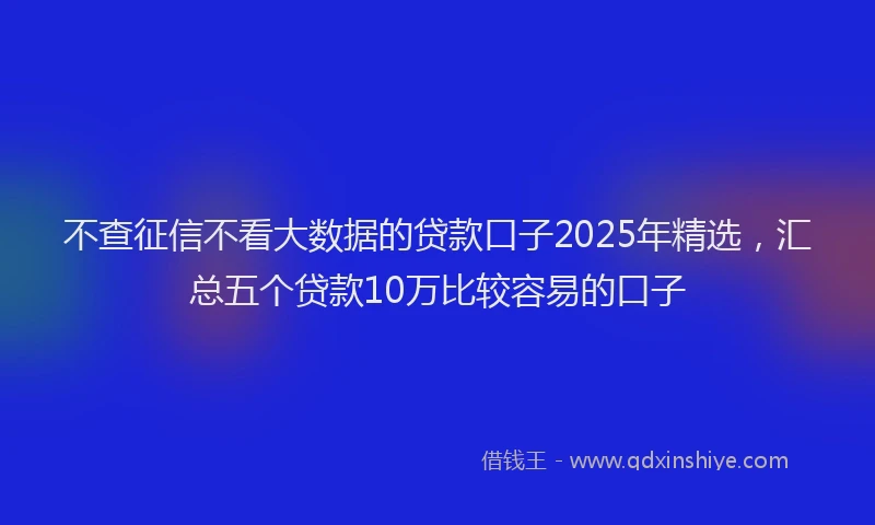 不查征信不看大数据的贷款口子2025年精选，汇总五个贷款10万比较容易的口子