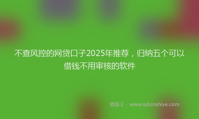 不查风控的网贷口子2025年推荐，归纳五个可以借钱不用审核的软件