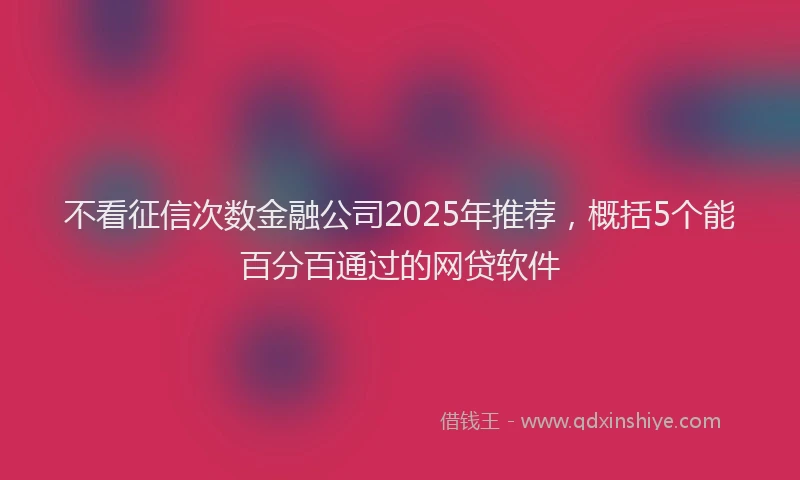 不看征信次数金融公司2025年推荐，概括5个能百分百通过的网贷软件