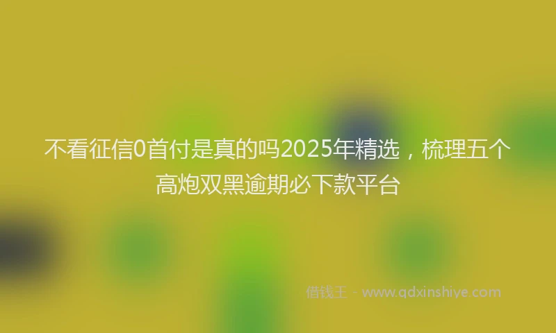不看征信0首付是真的吗2025年精选,梳理五个高炮双黑逾期必下款平台