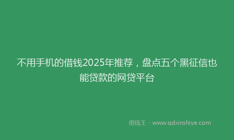 不用手机的借钱2025年推荐,盘点五个黑征信也能贷款的网贷平台