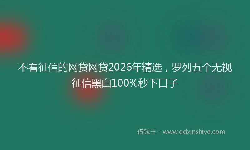 不看征信的网贷网贷2026年精选，罗列五个无视征信黑白100%秒下口子