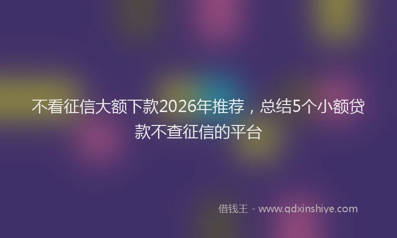 不看征信大额下款2026年推荐，总结5个小额贷款不查征信的平台