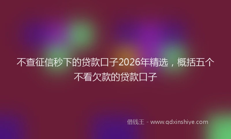 不查征信秒下的贷款口子2026年精选，概括五个不看欠款的贷款口子