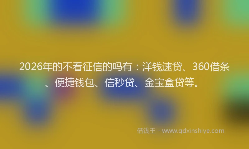 2026年的不看征信的吗有：洋钱速贷、360借条、便捷钱包、信秒贷、金宝盒贷等。