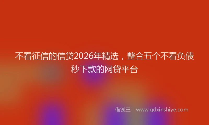 不看征信的信贷2026年精选,整合五个不看负债秒下款的网贷平台