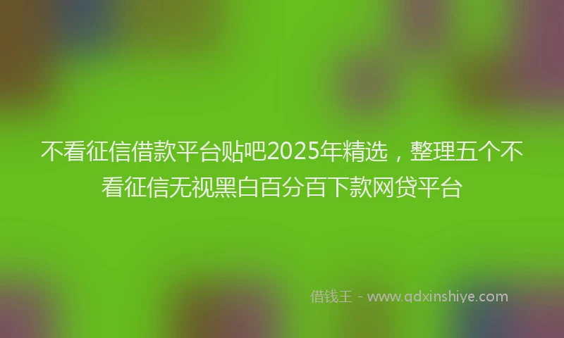 不看征信借款平台贴吧2025年精选，整理五个不看征信无视黑白百分百下款网贷平台