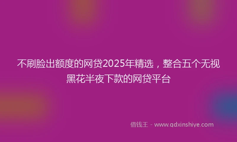 不刷脸出额度的网贷2025年精选，整合五个无视黑花半夜下款的网贷平台