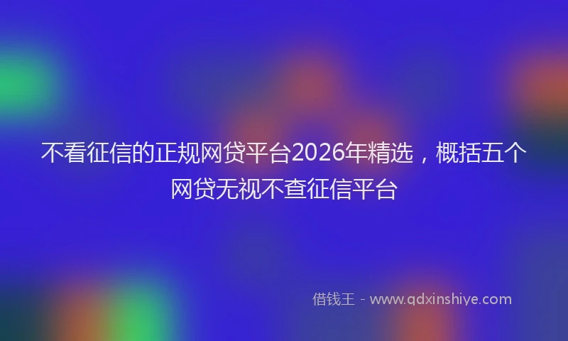 不看征信的正规网贷平台2026年精选，概括五个网贷无视不查征信平台