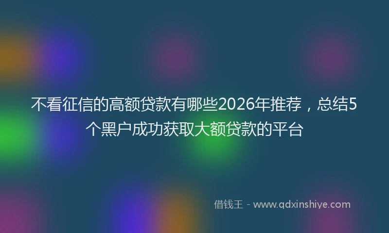不看征信的高额贷款有哪些2026年推荐，总结5个黑户成功获取大额贷款的平台