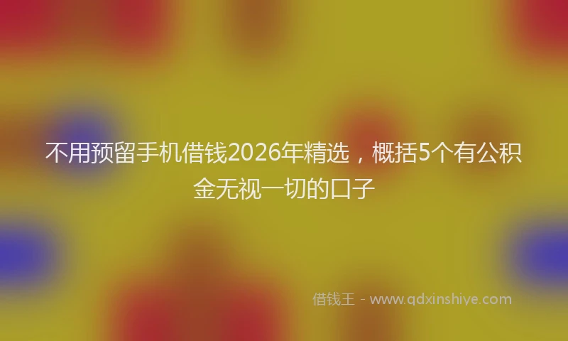 不用预留手机借钱2026年精选，概括5个有公积金无视一切的口子