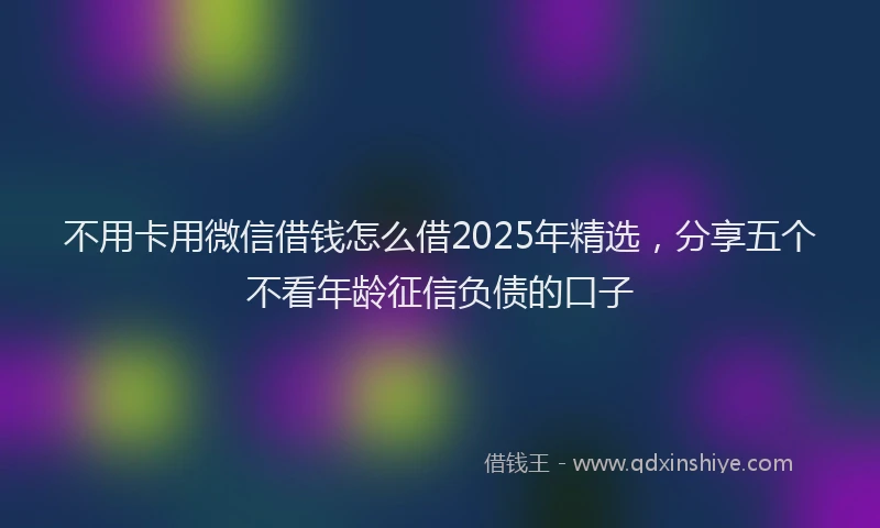 不用卡用微信借钱怎么借2025年精选，分享五个不看年龄征信负债的口子