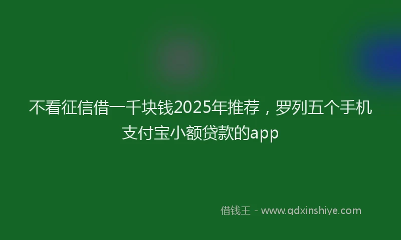 不看征信借一千块钱2025年推荐，罗列五个手机支付宝小额贷款的app