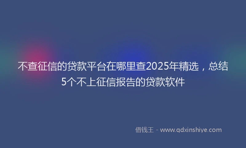 不查征信的贷款平台在哪里查2025年精选,总结5个不上征信报告的贷款软件