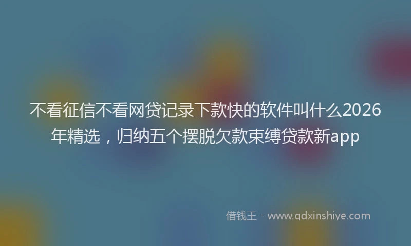不看征信不看网贷记录下款快的软件叫什么2026年精选，归纳五个摆脱欠款束缚贷款新app