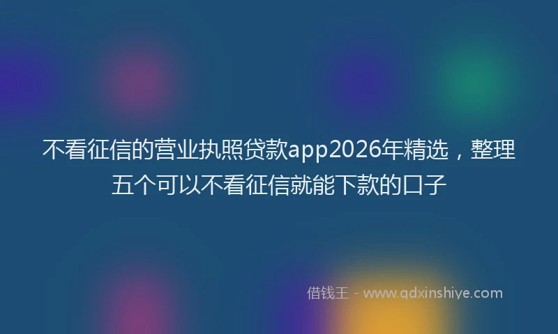 不看征信的营业执照贷款app2026年精选,整理五个可以不看征信就能下款的口子