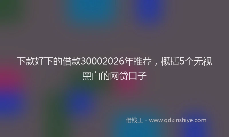 下款好下的借款30002026年推荐，概括5个无视黑白的网贷口子