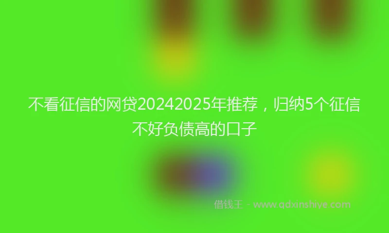 不看征信的网贷20242025年推荐，归纳5个征信不好负债高的口子