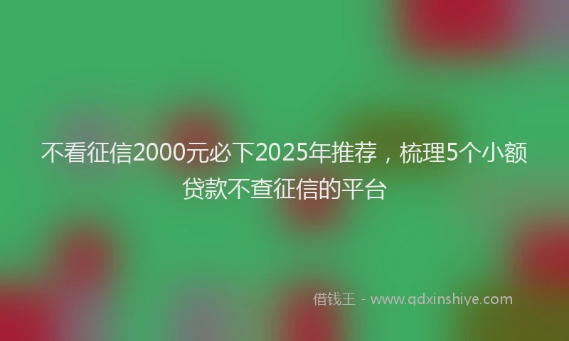 不看征信2000元必下2025年推荐，梳理5个小额贷款不查征信的平台