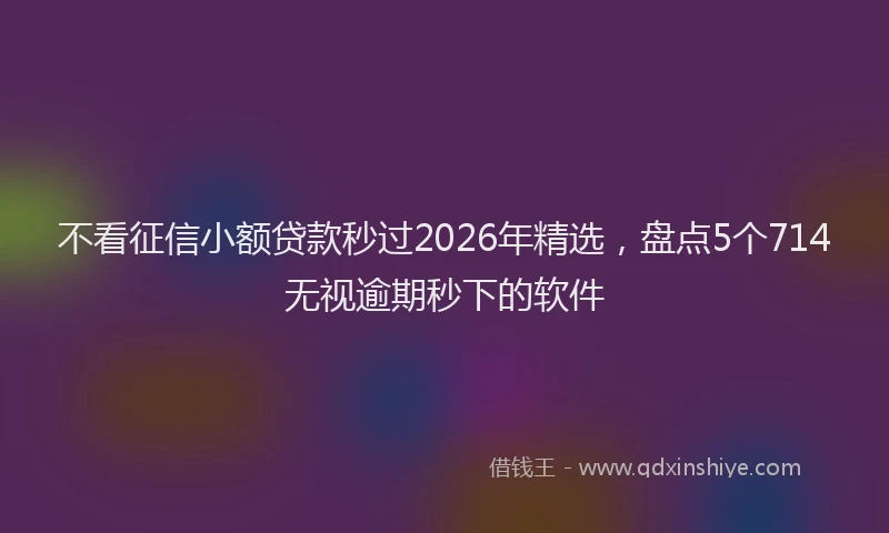 不看征信小额贷款秒过2026年精选，盘点5个714无视逾期秒下的软件