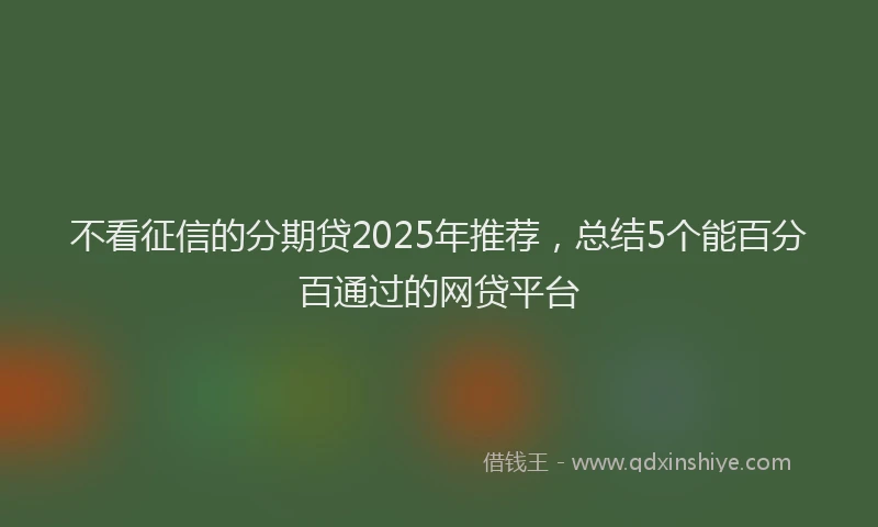 不看征信的分期贷2025年推荐，总结5个能百分百通过的网贷平台
