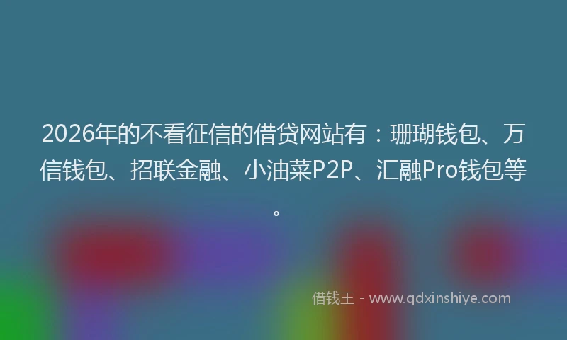 2026年的不看征信的借贷网站有:珊瑚钱包、万信钱包、招联金融、小油菜P2P、汇融Pro钱包等。