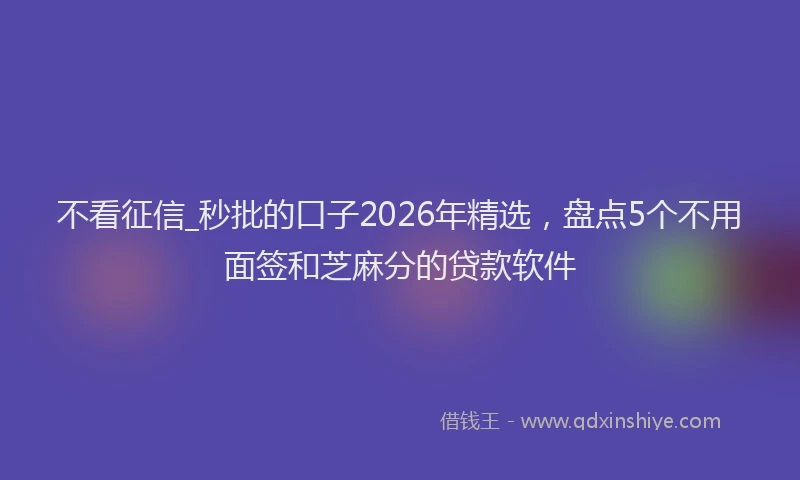 不看征信_秒批的口子2026年精选，盘点5个不用面签和芝麻分的贷款软件