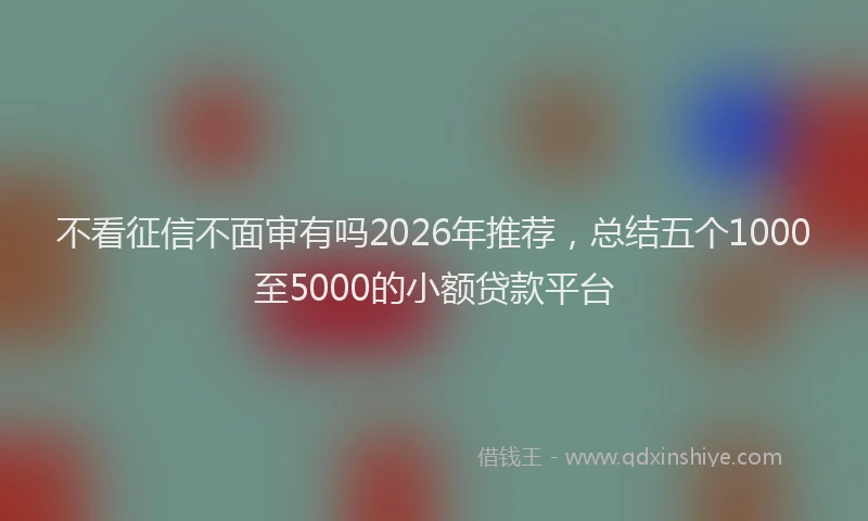 不看征信不面审有吗2026年推荐，总结五个1000至5000的小额贷款平台