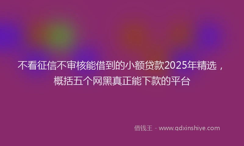 不看征信不审核能借到的小额贷款2025年精选，概括五个网黑真正能下款的平台