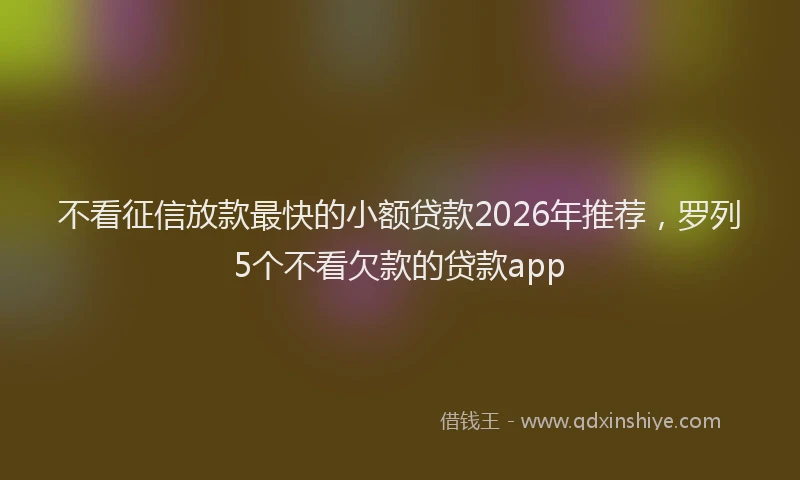 不看征信放款最快的小额贷款2026年推荐,罗列5个不看欠款的贷款app