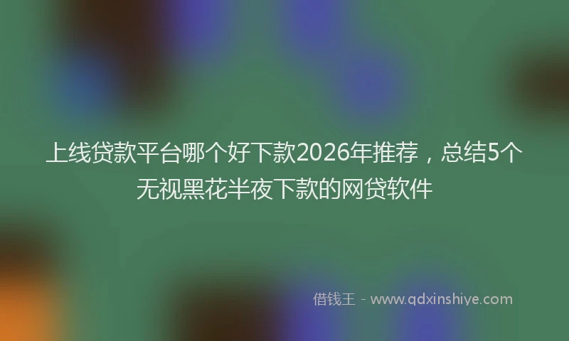 上线贷款平台哪个好下款2026年推荐，总结5个无视黑花半夜下款的网贷软件