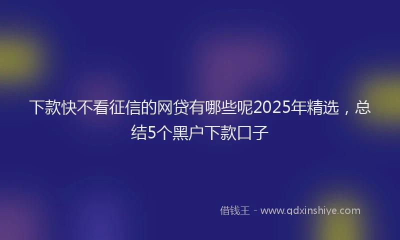 下款快不看征信的网贷有哪些呢2025年精选，总结5个黑户下款口子