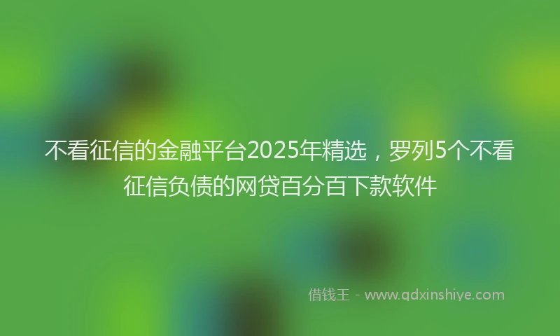 不看征信的金融平台2025年精选，罗列5个不看征信负债的网贷百分百下款软件